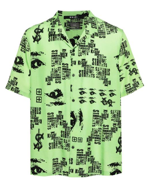 Ksubi Green Graphic-print Shirt for men