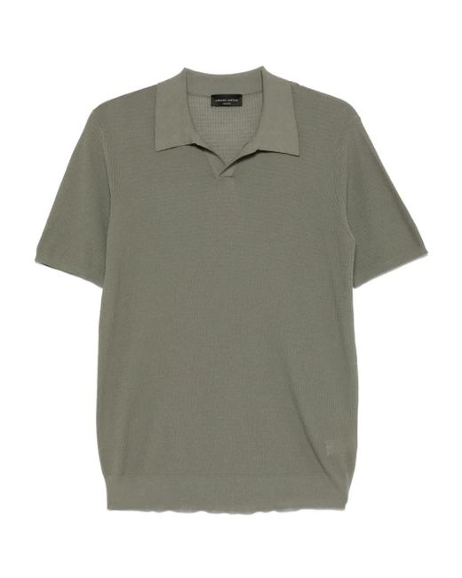 メンズ Roberto Collina ワッフルニット ポロシャツ Green