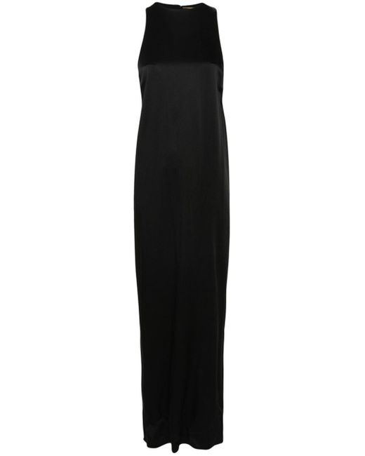 Robe mi-longue à détail noué Saint Laurent en coloris Black