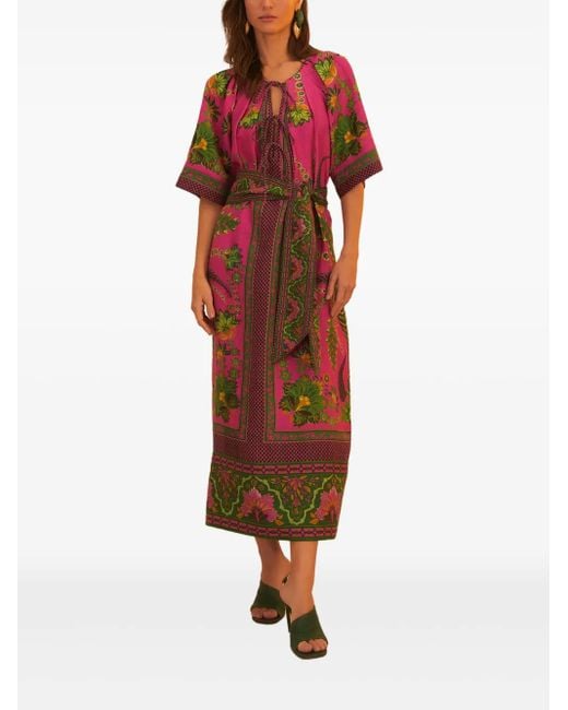 Vestido largo con estampado floral Farm Rio de color Red