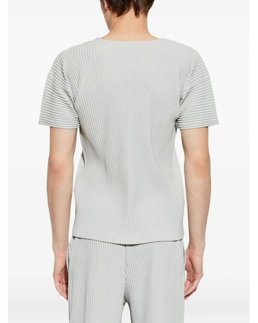 Homme Plissé Issey Miyake White Pleated T-Shirt for men