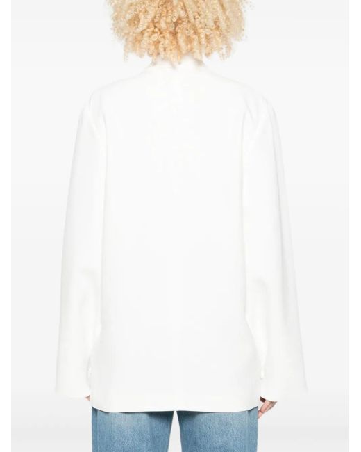 Alberta Ferretti White Single-Button Notched-Lapel Blazer