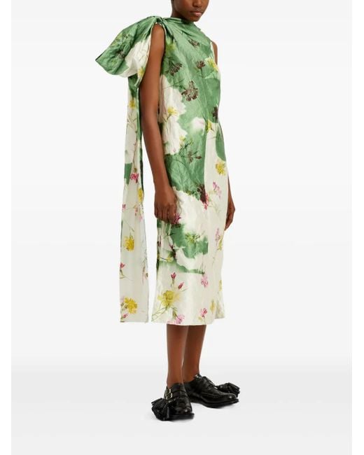 Erdem リボンディテール ドレープドレス Green