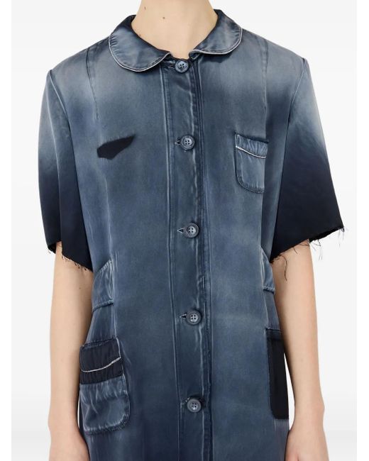 Maison Margiela Blue Button-Fastening Midi Dress