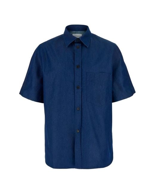 Givenchy Blue Logo-Print Short-Sleeve Shirt for men