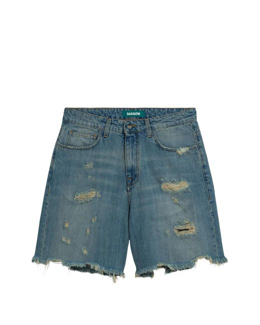 Barrow Blue Frayed-Hem Shorts for men