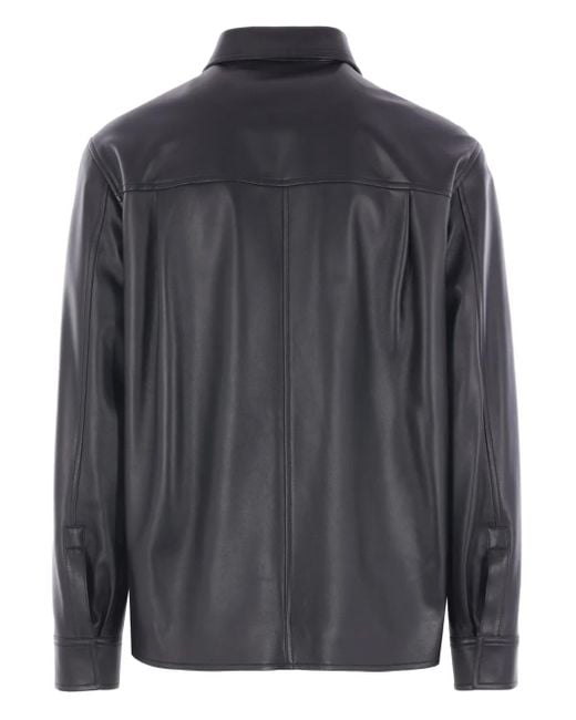 Loewe Gray Leather Shirt Jacket for men