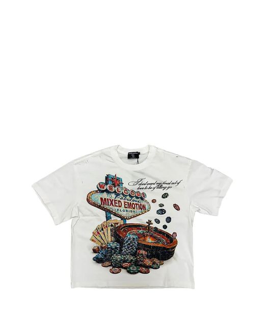 Mixed Emotions White Lottery Graphic-Print T-Shirt for men