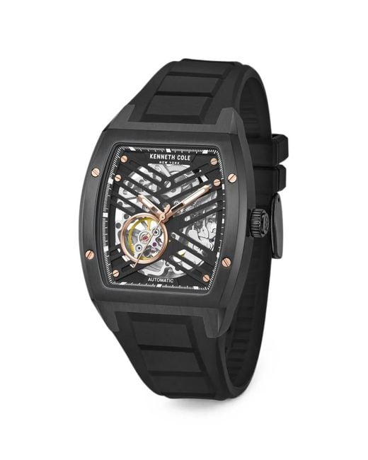 Kenneth Cole Black Skeleton Tonneau 40Mm Watch for men