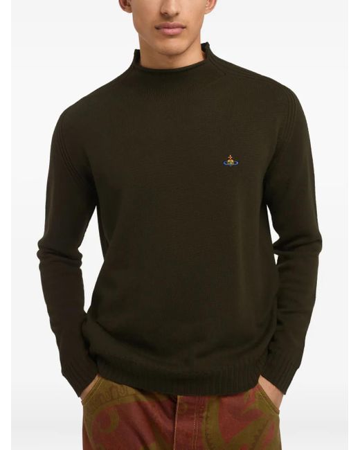 Jersey de lana con bordado Orb y cuello alto Vivienne Westwood de hombre de color Green