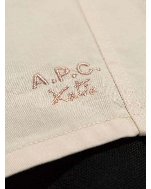 A.P.C. White Logo-embroidered Poplin Blouse