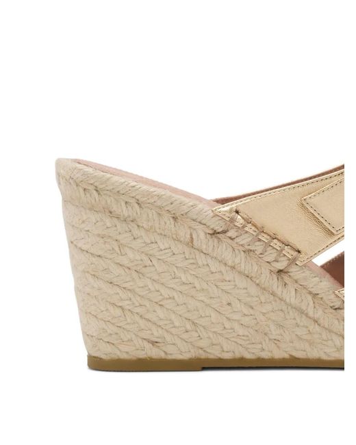 Malone Souliers Natural Farah Metallic-Buckle Wedge-Heel Mules