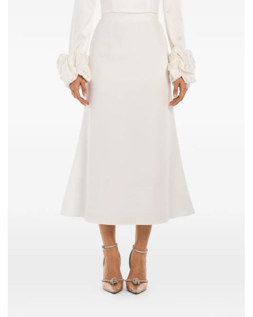 POST MERIDIEM White A-Line Midi Skirt