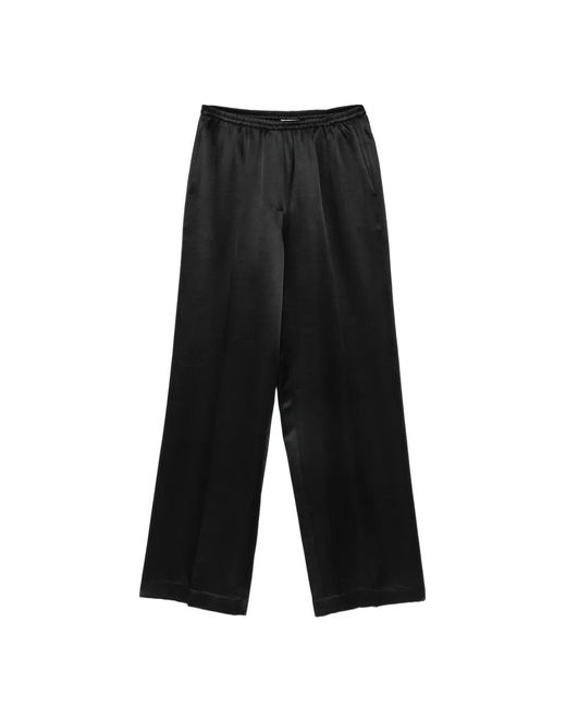 Soft Goat White Wide-Leg Silk Trousers