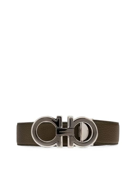Ferragamo White Reversible And Adjustable Gancini Belt for men