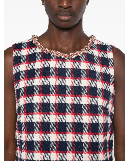 Carolina Herrera Red Chain-Collar Midi Dress