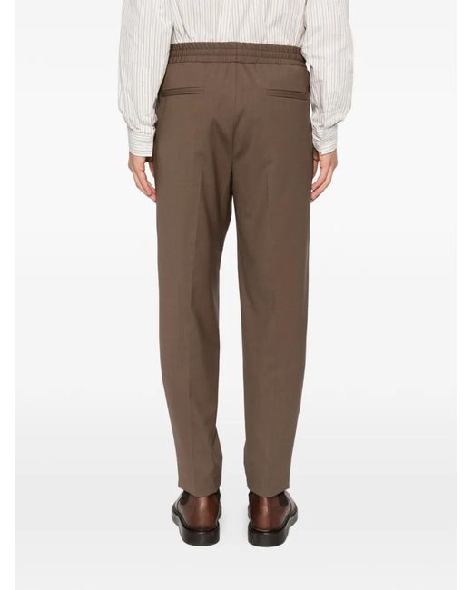Zegna Brown Elasticated Trousers for men