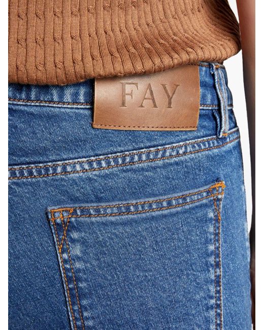 Fay Blue Cropped Kick-flare Stretch-denim Jeans