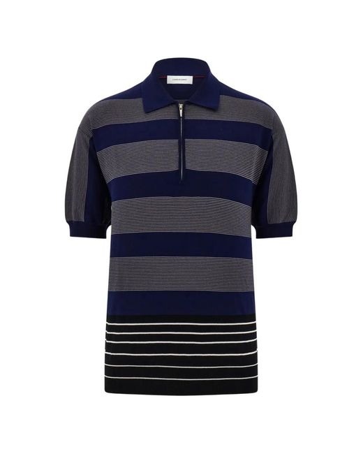 Ferragamo Blue Zip-Fastening Polo Shirt for men