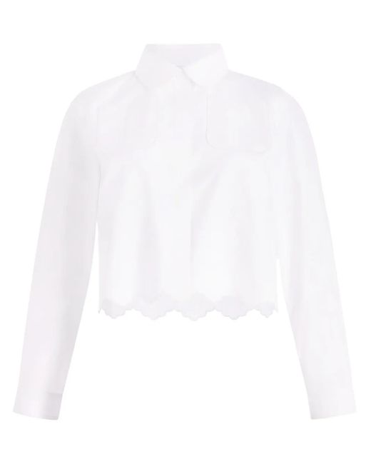 Patou White Cropped Shirt With Classic Collar