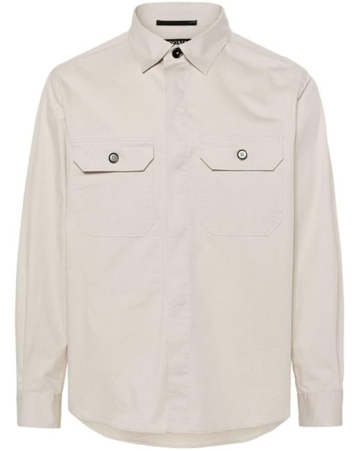 Zegna Natural Long-sleeve Cotton Shirt for men