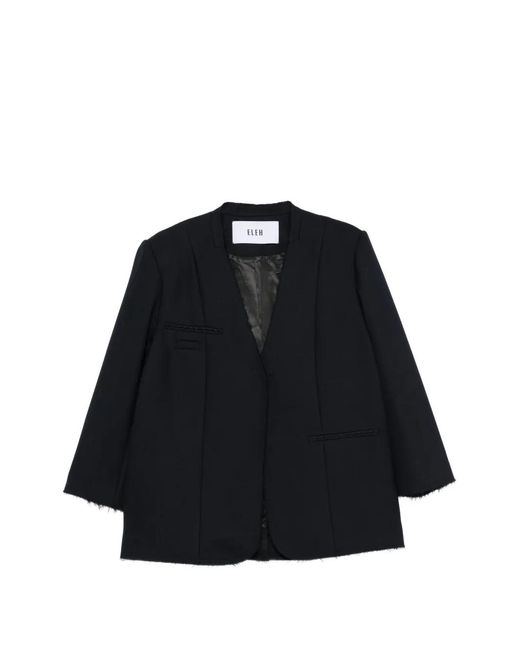 ELEH Black Frayed-Edge Jacket