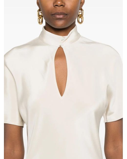 Kiton White Keyhole-Neck Midi Dress