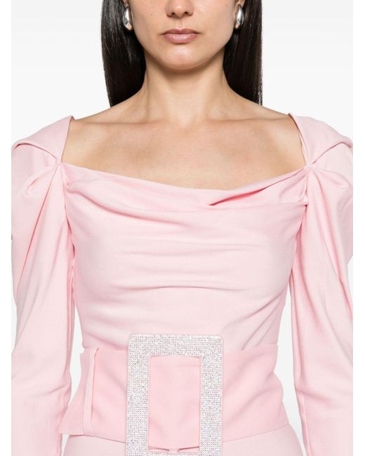 GIUSEPPE DI MORABITO Pink Cowl-neck Cady Minidress