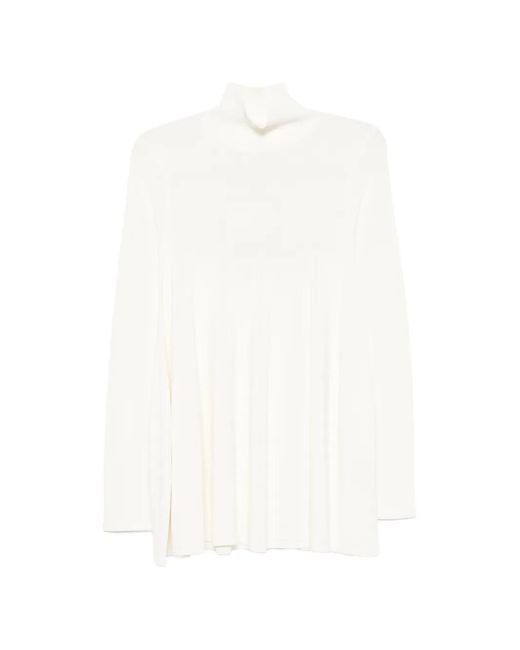 Totême White Crepe Turtleneck Sweater