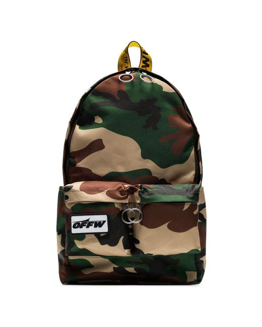Off-White c/o Virgil Abloh Green Camouflage Industrial Strap Backpack for men
