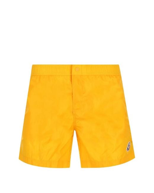 Moncler Yellow Logo-Patch Swim Shorts for men