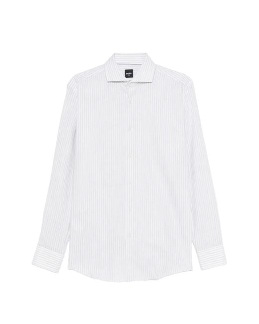 Boss White H-Hank Striped Shirt for men