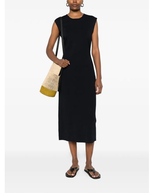 P.A.R.O.S.H. Black Cut-Out-Detail Midi Dress