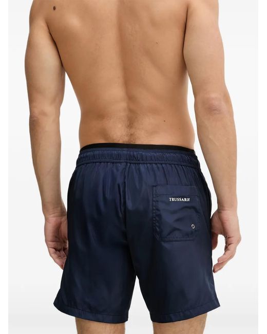Trussardi Blue Logo-Print Drawstring Swim Shorts for men