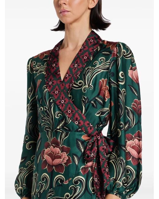Farm Rio Green Floral-Print Mini Dress