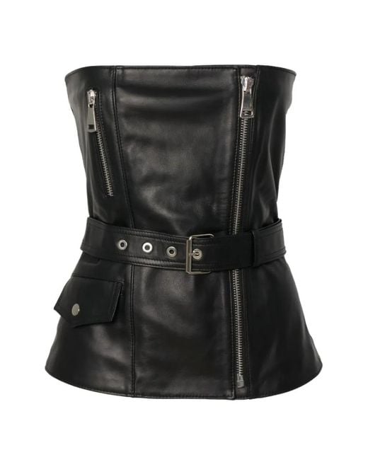Manokhi Black Jeans Belted Strapless Top