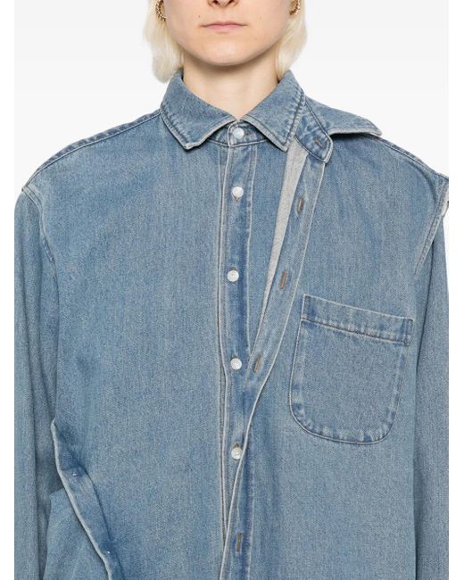 Moohong Blue Double-Layered Denim Shirt