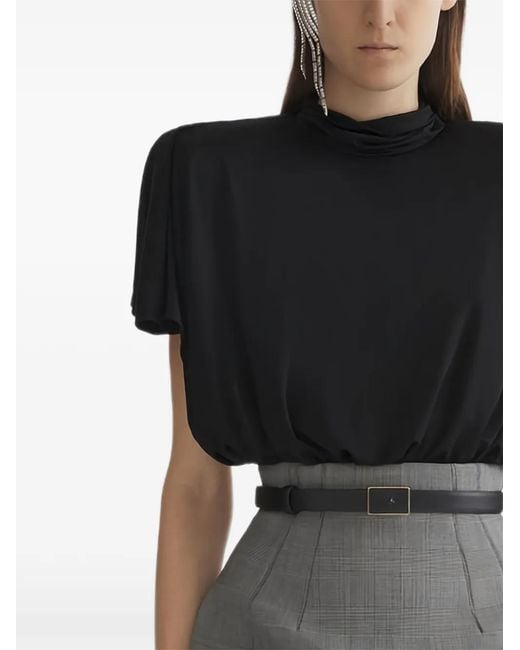 Mugler Black Draped Bodysuit