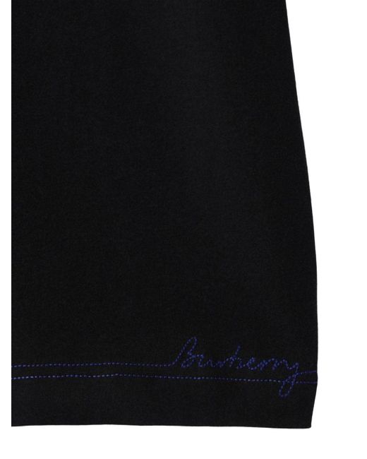 Burberry Black Logo-embroidered Organic Cotton T-shirt for men