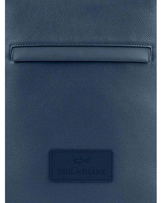 Paul & Shark Blue Tumbled Leather Backpack for men