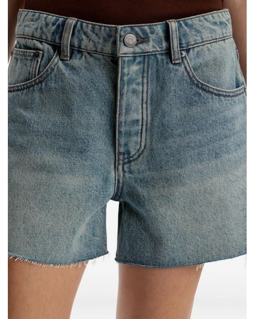 12 STOREEZ カットオフエッジ デニムショーツ Blue