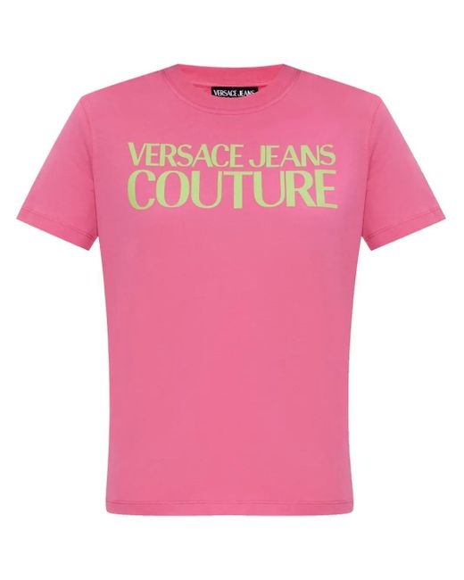 Versace Jeans Couture Pink Logo-Print T-Shirt