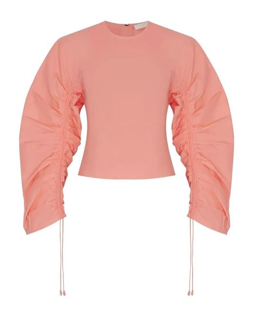 Ulla Johnson Pink Gathered-Sleeve Blouse