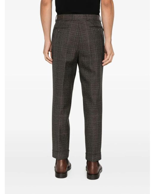 Officine Generale Gray Belted Check Trousers for men