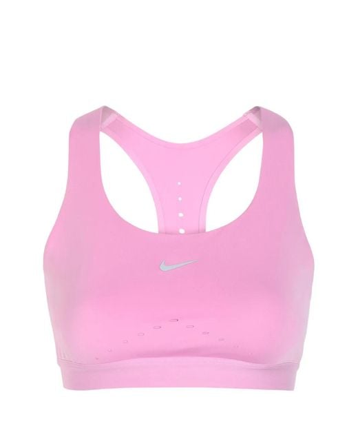 Nike Pink Swift Racerback Swoosh-Logo Sports Bra