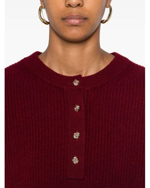 Sandro Red Gerippter Pullover Mit Knöpfen