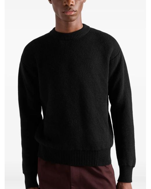 Prada Black Cashmere Crew-Neck Sweater for men