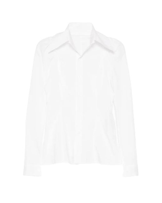 Yohji Yamamoto White Poplin Puff-Sleeve Shirt