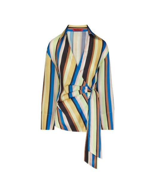 Simon Miller Blue Vietta Striped Wrap Blouse