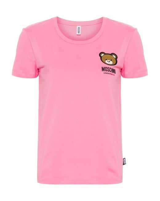 Moschino T-shirt Met Teddybeerpatch in het Pink